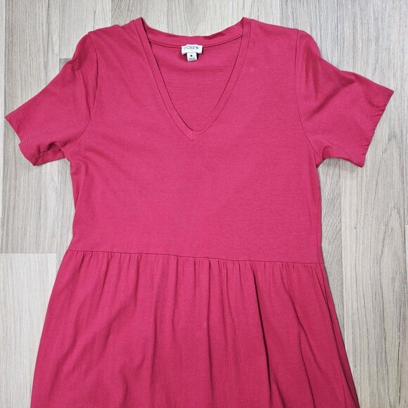 J. Crew Womens Pink Dress V-neck Midi Tiered Size Medium - Picture 2 of 5